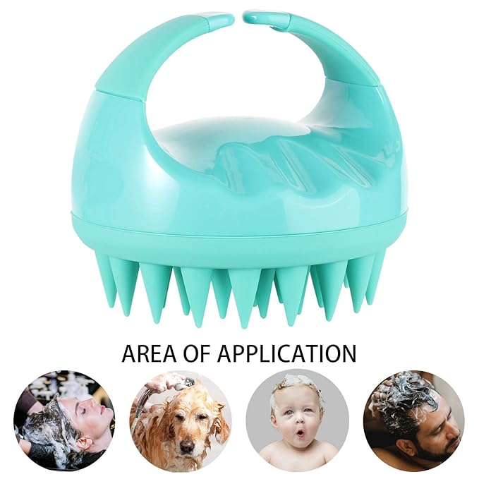 BTYMS Hair Shampoo Brush, Scalp Massager Silicone Scalp Scrubber Hair Washing Brush - Green
