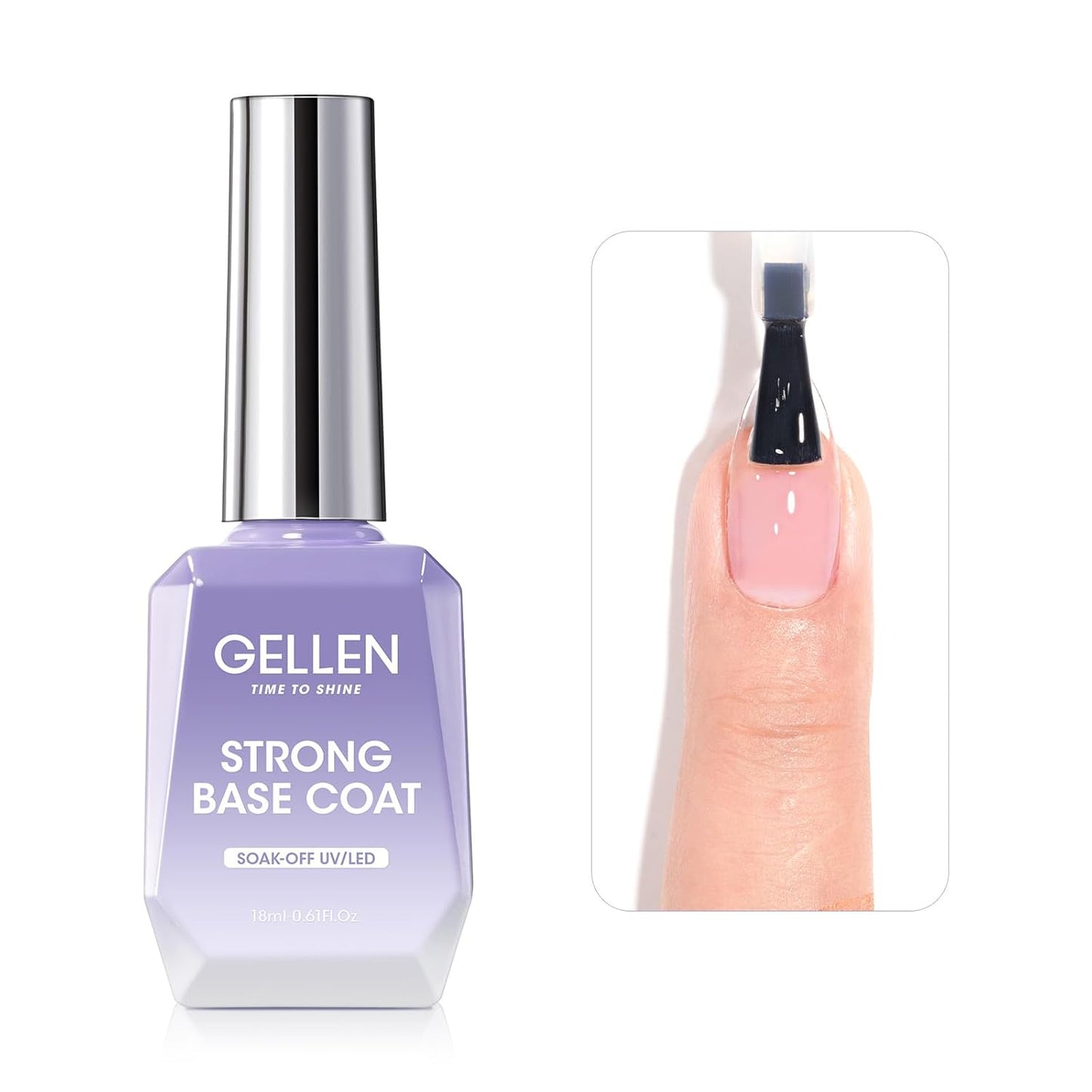 GELLEN Gel Base Coat, 18ml No Sanding Needed Clear Gel Nail Polish, Nail Salon Manicure Nail Base Coat Polish, Gift for Women