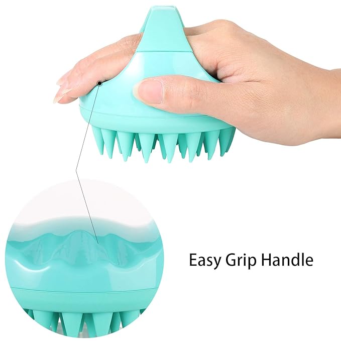 BTYMS Hair Shampoo Brush, Scalp Massager Silicone Scalp Scrubber Hair Washing Brush - Green