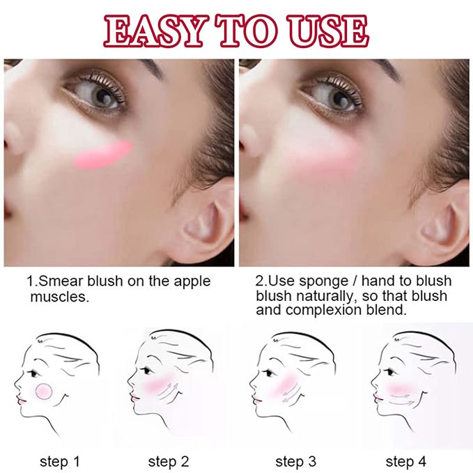 Cream Blush Stick,Blush Stick for Cheeks with Contour Brush,3-in-1 Long Lasting Waterproof Blush&Eye Shadow&Lip Gloss for Fair Skin Types（01 Milk Tea Pink）