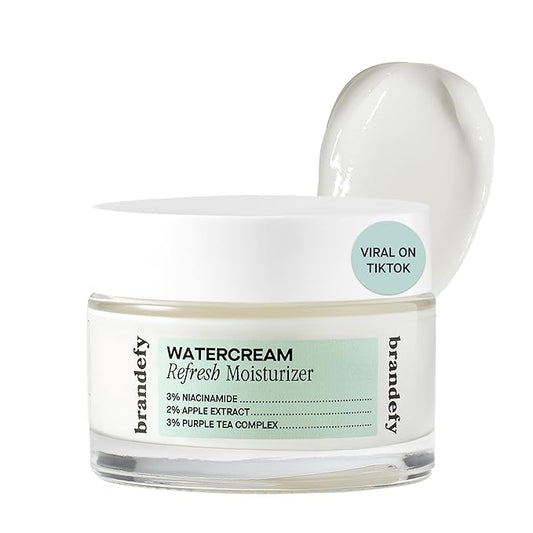 Brandefy Water Cream Refresh Moisturizer - Lightweight, Pore-Refining Hydration Burst for Smooth, Super Hydrated Skin, Daily Face Moisturizer, Made in US (1.6 Oz)
