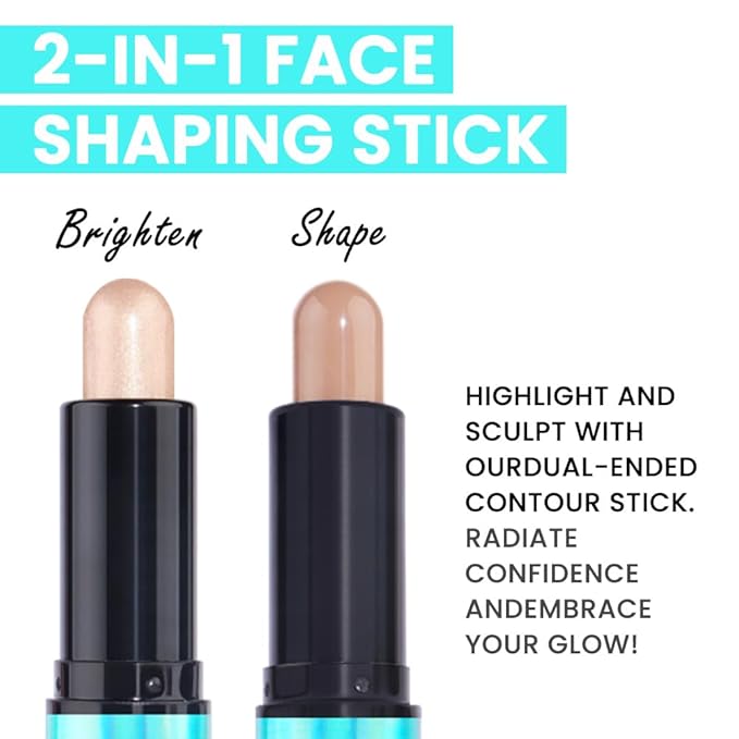 evpct 2in1 Face Shaping & Contouring Stick Cream Contour Concealer Bronzer Stick Makeup Kit for Beginner Face Highlighter Makeup Stick contorno maquillaje de maquillaje profesional, 01 NEW Fair