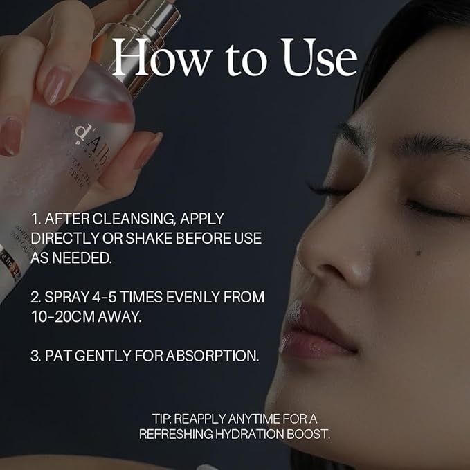 d'alba Piedmont Italian White Truffle Vital Spray Serum, Vegan Skin Care, Calming and Hydrating Facial Mist for Red and Sensitive Skin, Glow Serum, Surfactant Free, All in One, Korean Skin Care