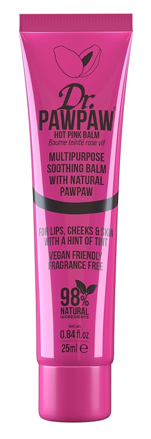 Hot Pink, Multi-Purpose Natural No Fragrance Balm for Hydrating Lips, Skin, Hair, Cuticles, Nails & Beauty Finishing (25 ml)