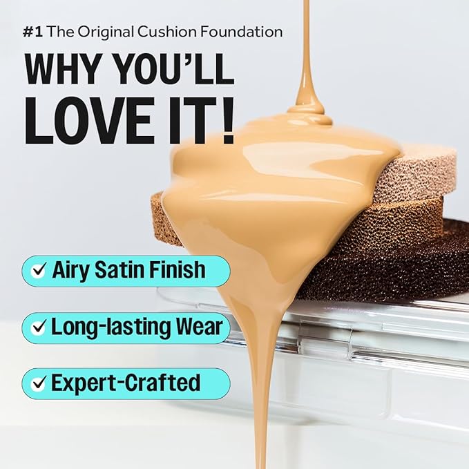 CLIO Kill Cover Founwear Cushion The Original – 20 Shades, Buildable Light to Medium Coverage, Natural Finish, Korean Makeup Foundation, Long-Lasting Skin Fit, 36N HAZELNUT