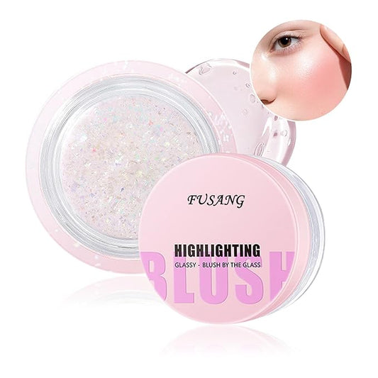 Color Changing Blush,Glitter Color Changing Blusher for Cheeks,Waterproof Lightweight Ph Blush Glossy Makeup,Moisturizing Long Lasting Multi Use Shiny Cheek Face Blush Gel for Women