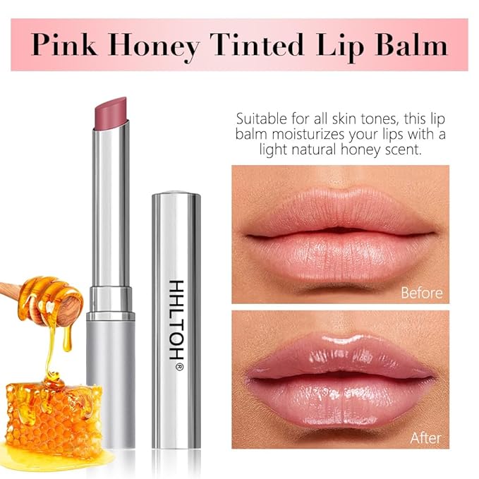 2PCS Honey Lipstick Tinted Lip Balm - Sheer Hydrating Lipstick for All Skin Tones - Moisturizing Lip Gloss, Nourishing Lip Balm with a Hint of Natural Warm Orange Pink Cherry Tint
