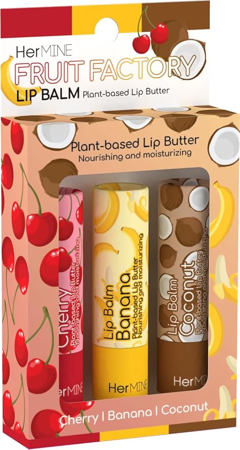 HerMINE Lip Balm Plant-based Lip Butter 3 Pack Nourishing Moisturizing LipBalm LipButter Long Lasting Delicious Flavors Intense Hydration