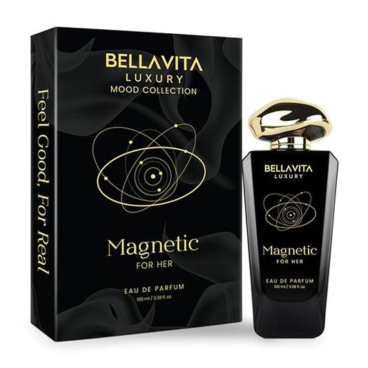 BELLAVITA Luxury Mood Collection MAGNETIC Perfume for Women 100ml | Pheromone Inspired Technology Long Lasting Fragrance | Notes of Rose, Jasmine and Cherry | Gourmet, Spicy Premium Fragrance