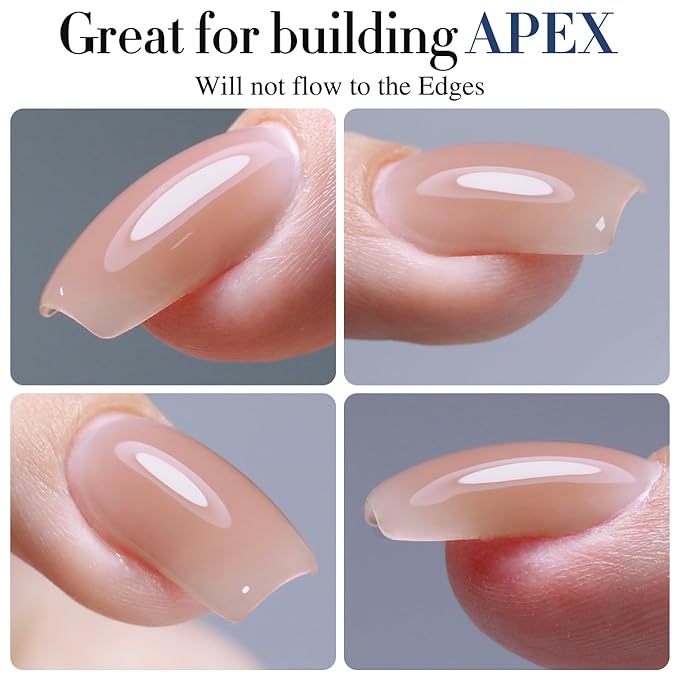 Double Rhythm 0.52Oz Nail Strengthener Rubber Gel Polish Builder in a Bottle for Nail Thickening Extension Hard Structure Glue (Extension Light Nude)