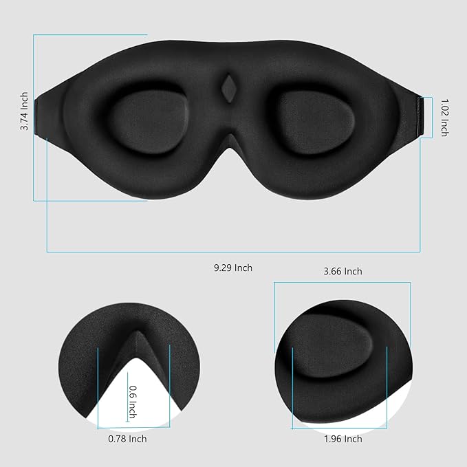 ALASKA BEAR Sleep Mask Memory Foam Contoured Eye Cups for Women and Men, Soft 3D Blackout Eye Mask for Sleeping No Pressure on Eyelids and Eyelashes Protection, Earplugs Set, Black