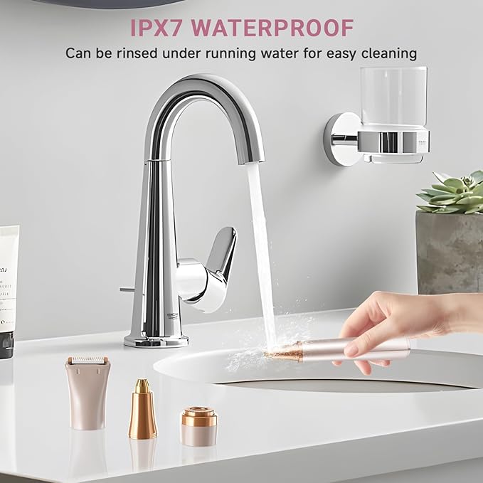 Electric Eyebrow Trimmer, 3 in 1 Facial Hair Remover for Women, Waterproof Rechargeable Hair Shaver for Face Eyebrow Leg Bikini Nose, Painless Facial Razor Epilators with 3 Guide Combs