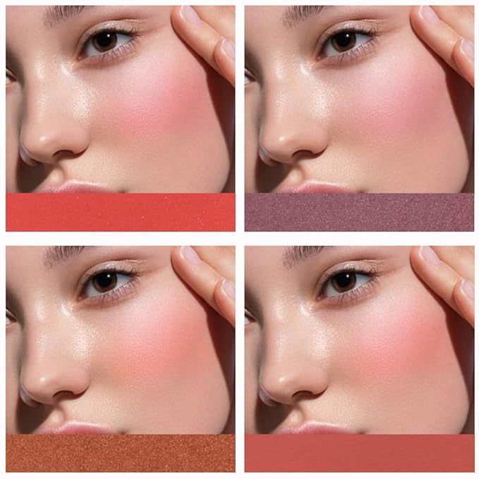 Blush Palette, Bronzer Matte Blush and Highlighter Palette, Cheek Blush Makeup, Bright Pink Blush Powder, Rose Magenta Peach Red, Talc Free