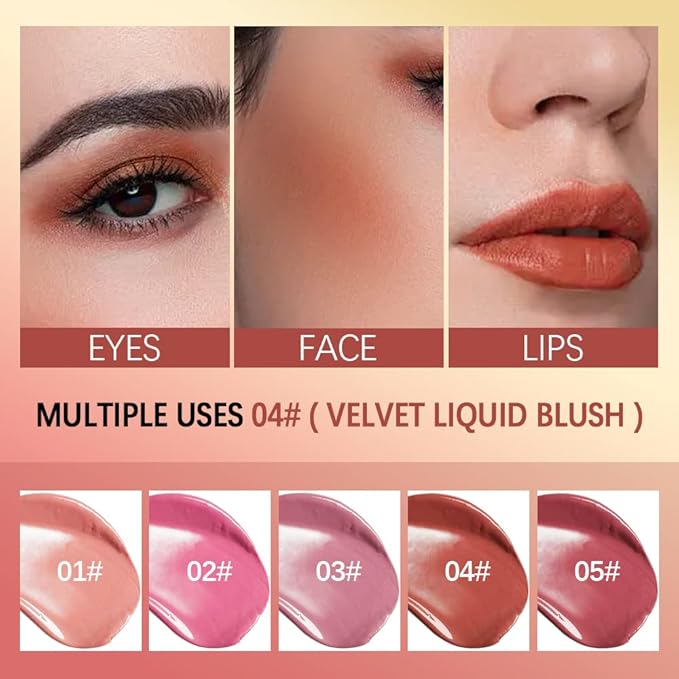 2 Colors Liquid Blush,Soft Cream Face Blush, Dewy Cheek Tint, Long Lasting Natural Matte Finish Looking,Moisturizing Lightweight Blendable Feel (02-HAPPY / 04 - LOVE)