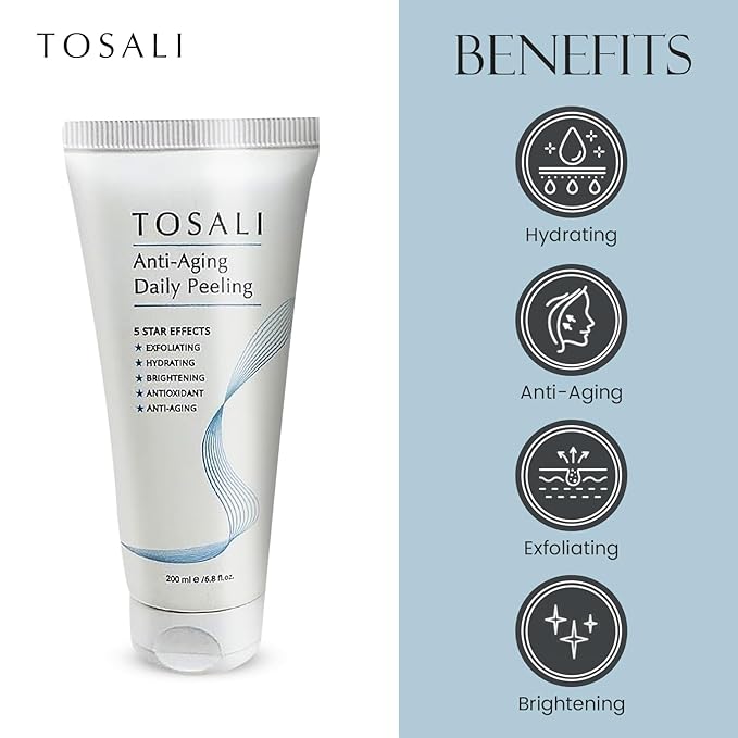 Anti Aging Daily Peeling Face Exfoliator – Peeling Gel with Hyaluronic Acid, Lactic Acid & Vitamin E, Gentle Exfoliating Gel for All Skin Types, Skin Care for Women, 6.8 Oz