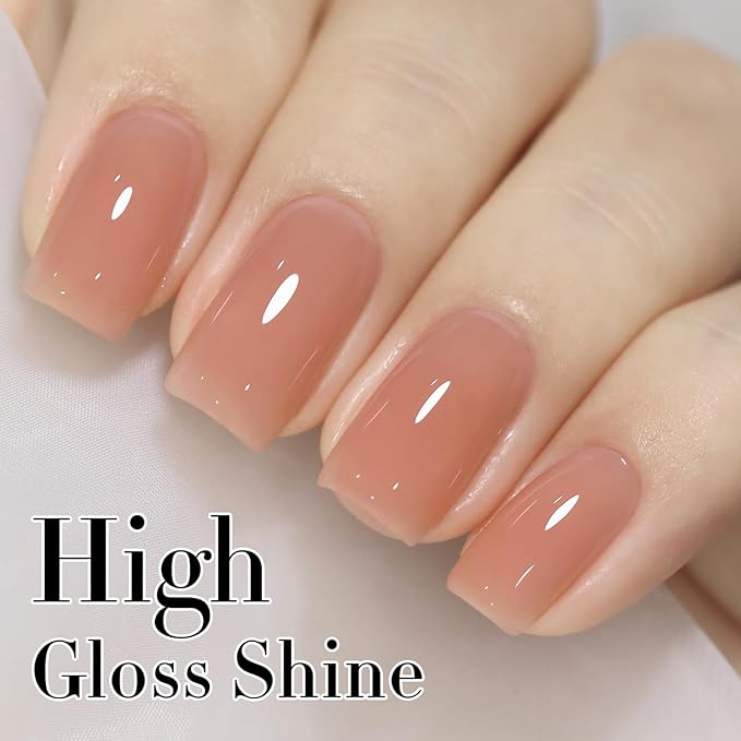 Double Rhythm 0.50 OZ Translucent Gel Polish Same Color Same Bottle Sheer Pastel Neutral Natural Milky 15 ML Jelly UV Nail Art DIY at Home (Light Orange Pink-A1497)