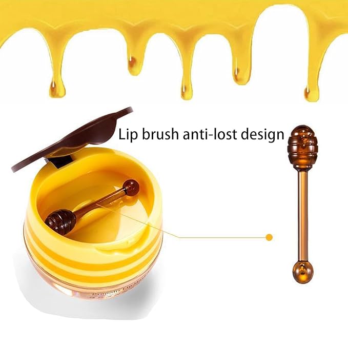 2 Pcs Lip Balm Honey Pot Lip Treatment Overnight Lip Sleeping Balm Strawberry Honey Pot lip Mask Moisturizing Exfoliating Prevent Dry & Cracked Diluting Lip Lines (Honey & Strawberry)