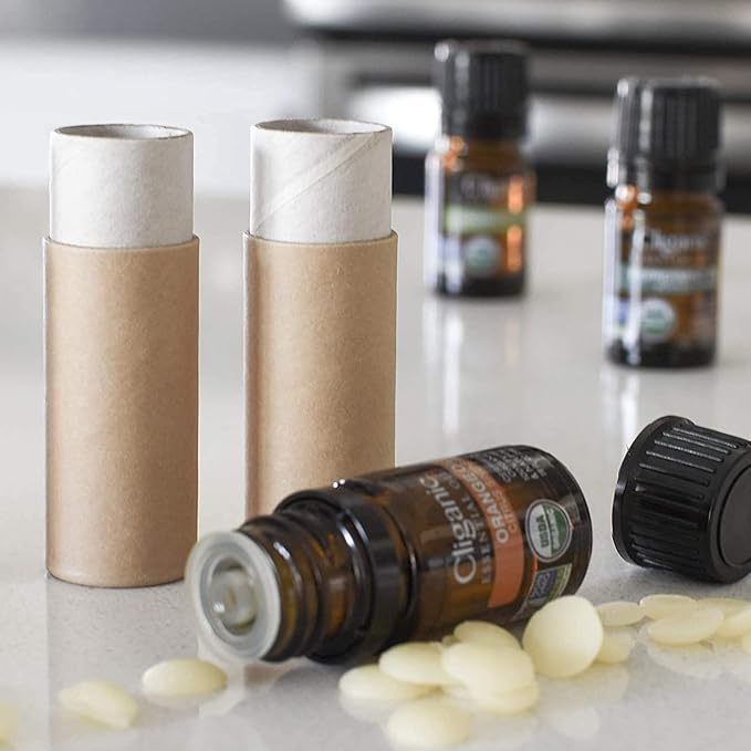 12 Pcs 0.3 Oz Paperboard Lip Balm Tubes 10ml Empty Cardboard Krafts Tubes Lipstick Tube Refillable Lip Gloss Container Solid Perfume Tubes Chapstick Container for DIY Cosmetic Samples Deodorant(Brown)