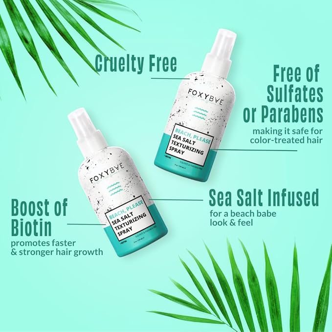 FoxyBae Sea Salt Spray for Hair - with Biotin - Texture, Texturizing, Volumizing, Thickening - for Men & Women - 8 Fl Oz