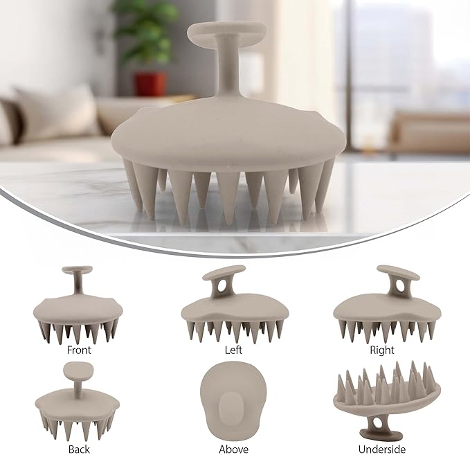 Fiora Naturals Scalp Massager Shampoo Brush - Silicon Scalp Scrubber & Exfoliator for Dandruff Removal and Hair Growth, Scalp Brush for Wet & Dry Hair, Shampoo Brush for Men, Women, Kids - BPA Free