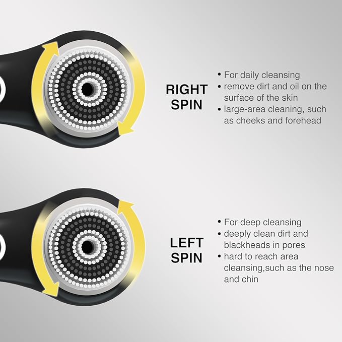 Face Scrubber Exfoliator,Facial Cleansing Brush Rechargeable IPX7 Waterproof with 5 Brush Heads,Electric Face Spin Brush for Exfoliating, Massaging and Deep Cleansing (Black Color)