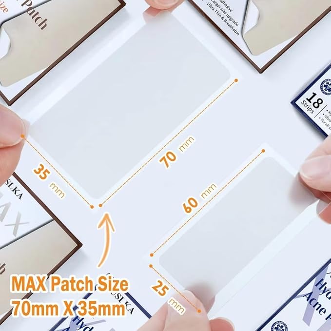 AUSLKA Large Blemish Zit Patches XL - 20 Strips - Hydrocolloid Dots -Blemishes Patch - Zit Breakouts - Blemishes Stickers - Max Size