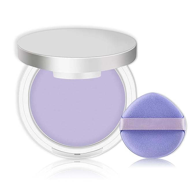 AIUEO Lavender Matte Setting Powder Sunscreen Powder Oil Control Blurring Pressed Powder Refreshing and Comfortable Purple Face Powder Makeup, Polvo Compacto De Maquillaje