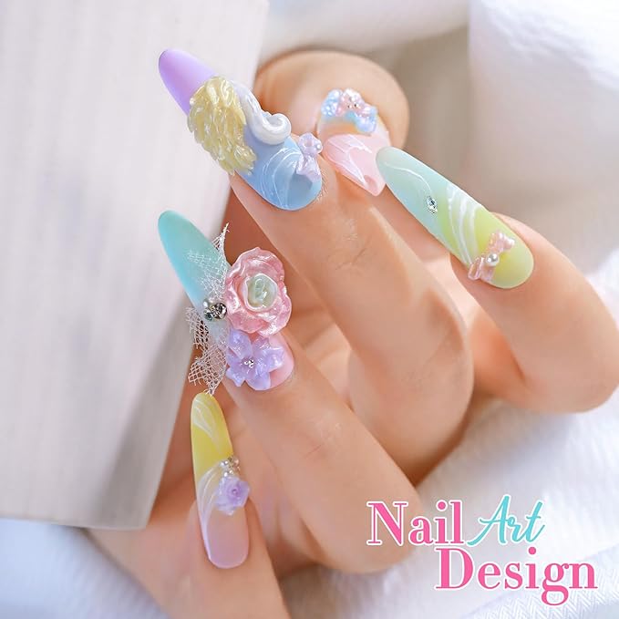 Double Rhythm 3D Nail Gel Pearl Solid Sculpting for Nail Art Non-Sticky Hard for Building Carving Molding Extension Soak Off UV/LED Salon Home DIY 0.5 Oz (Blue-Silk 09)