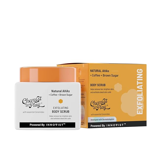 Exfoliating Body Scrub For Removing Tan & Dead Skin Cells | Rough & Bumpy Skin, Tanned & Pigmented Skin | For Smooth, Soft & Bright Skin | Natural AHAs | Coffee 2.6 fl oz.