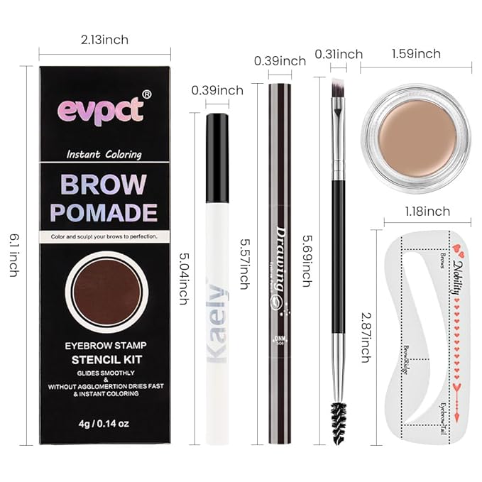 evpct Eyebrow Stencils Kit for Women Shaping, Eyebrow Shaper Makeup Kit, Eye Brow Stencil Shaper Tinting kits for Women, with Eyeliner, Eyebrows Pencil, Pomade, Brush and 10 Stencils, Kit-02# BLONDE