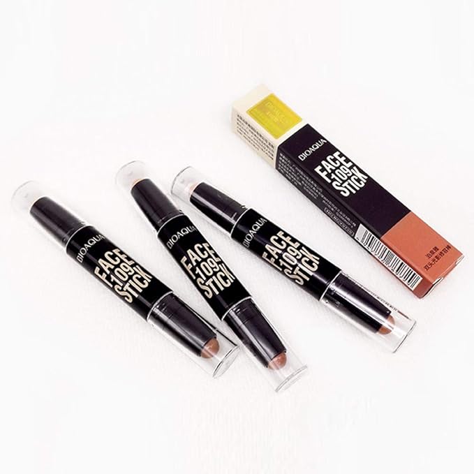 BIOAQUA Play 109 Face Stick Contour Duo 2 in 1 Highlighter Pencil (#02 IVORY WHITE / LIGHT COFFEE)