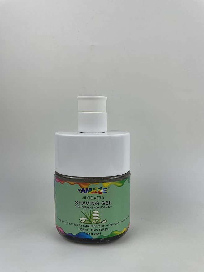 Aloe Vera Shaving Gel, Natural, Moisturizing, Cool, Soothing Transparent Aloe Vera Gel, Gentle Lubricated Shaving, Helps Prevent shaving irritation, Reduces Shaving Time, Pleasant Mild Scent.