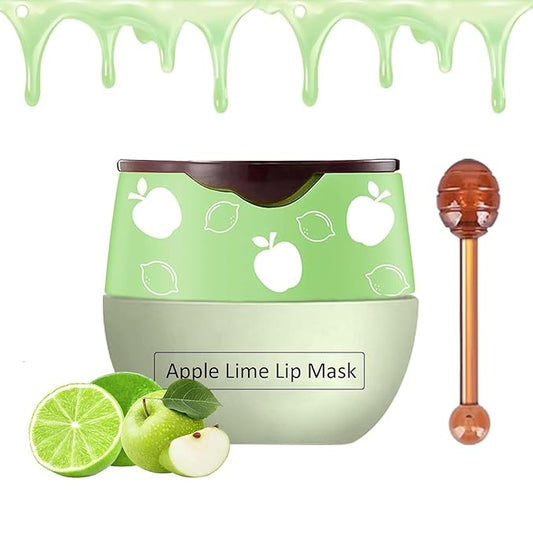 Bee Lip Balm Honey Pot, Lime Lip Mask,Lip Balm Moisturizing Lip Sleep Mask with Stick Hydrating & Prevention Dry and Cracked (Lime)
