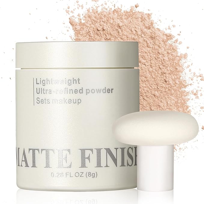 Erinde Nude Translucent Matte Setting Powder with Puff, Face Loose powder Makeup, Oil Control Finishing Powder, Lightweight Blurring Powder, Waterproof, 24H Long-Lasting, Creates Soft Focus Effect