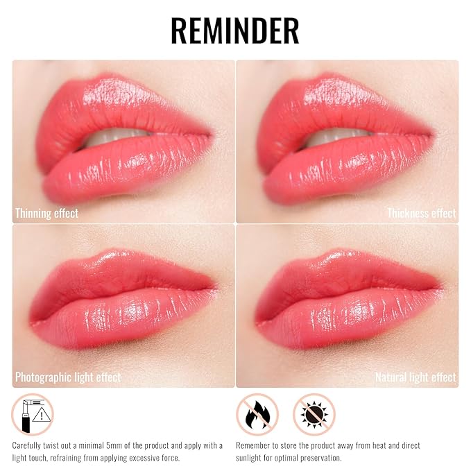 Oulac Watermelon Pink Lipstick - Moisturizing Lip Stick Glossy Tinted Lip Balm, Sheer Shine Juicy Finish, Lightweight and Hydrating Formula for Dry Lip Care, Vegan 2.2g/0.07oz (11)