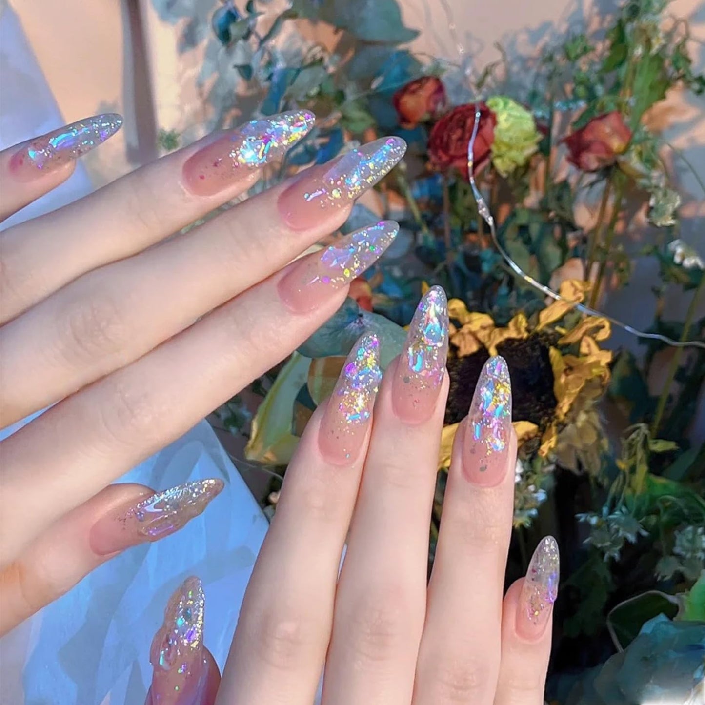 HNUIX Nail Rhinestones - 3D Multi Shape Size Crystal, Crystal Aurora Nail Gems, Flat Back, with Kit, for Nail Art, DIY Decorations