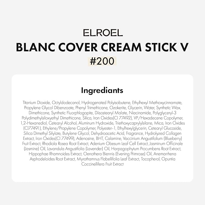 Blanc Cover Cream Stick V White - Korean Color-Changing Foundation Stick with Volufiline - Medium to Full Coverage Dewy Finish Base Makeup - Dual-Ended with Detachable Brush (200 Fair)