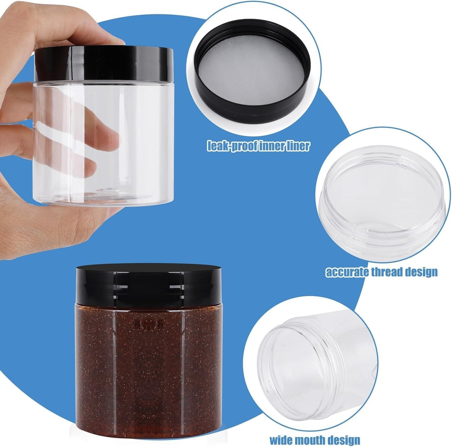 40 Pack 4 Oz Plastic Containers with Lids, OBKJJ Clear Travel Size Leak Proof Makeup Travel Containers BPA Free Cosmetic Slime Jars for Lotion, Cream, Body Butter, Makeup, Ointments (40)