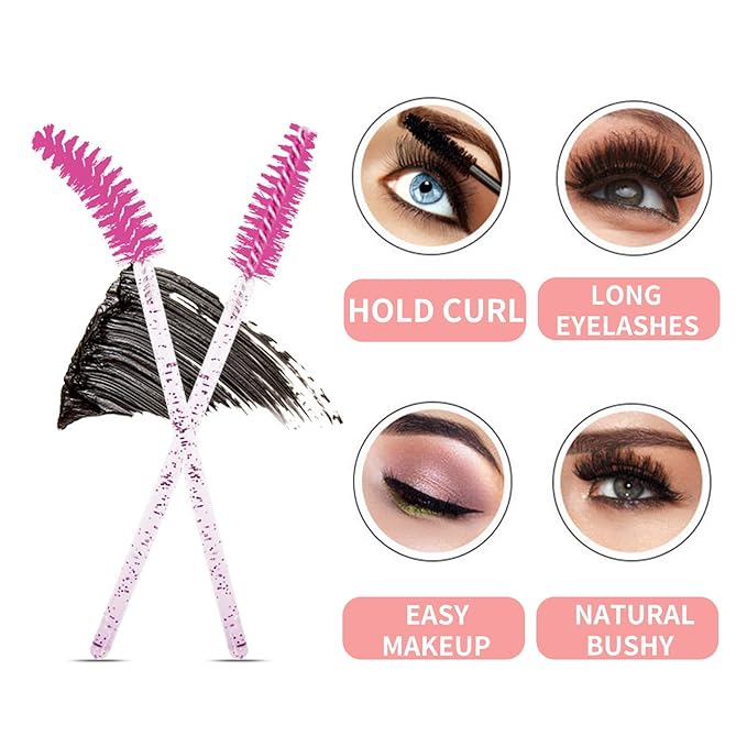 350 PCS Under Eye Gel Pads,Eyelash Mascara Brushes,Holder Eyelash Extension Rings - 100% Naturel Lint Free,Comfy and Cool,Eyelash Extension Eye Pads,Hydro gel Eye Patches Beauty Tool(Pink)