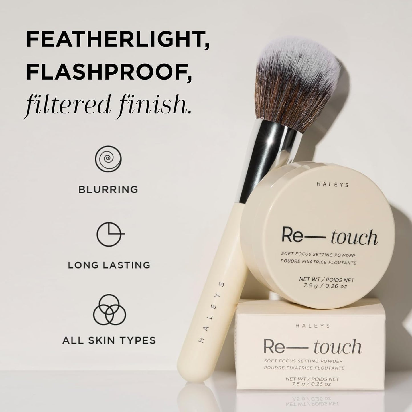 HALEYS Re-touch Setting Powder VEGAN + CRUELTY-FREE, Ultra-Blurring, Lightweight, Non-Caking, Nourishes, Smoothens for Filter-Like Finish, Soft Focus Translucent Loose Powder (Honey Shade)