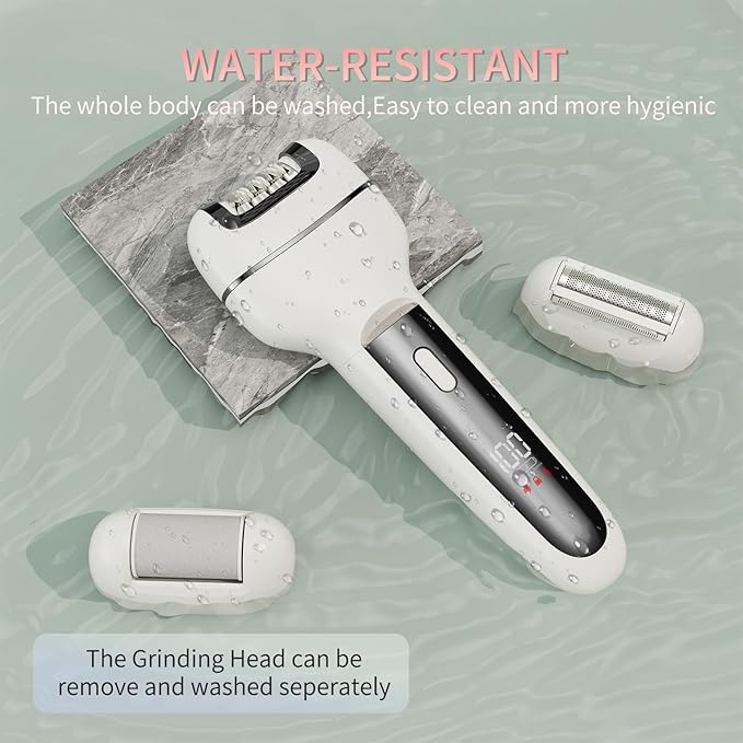Epilator for Women 3-in-1 Epilator, Body Hair Removal Device,Wet/Dry, Waterproof, Cordless Rechargeable Electric Trimmer & Shaver & Callus Remover for Women & Men 606 Gray