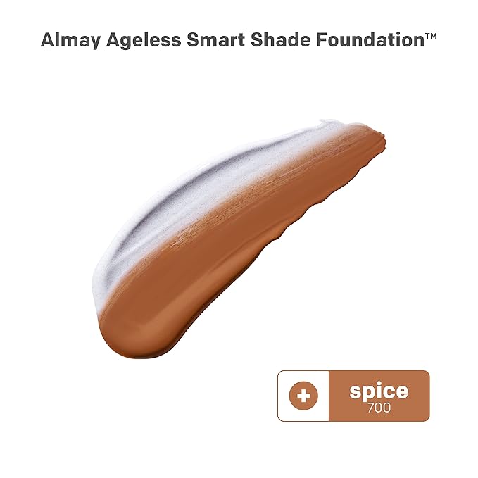 Almay Anti-Aging Foundation, Smart Shade Face Makeup with Hyaluronic Acid, Niacinamide, Vitamin C & E, Hypoallergenic-Fragrance Free, 700 Spice, 1 Fl Oz (Pack of 1)