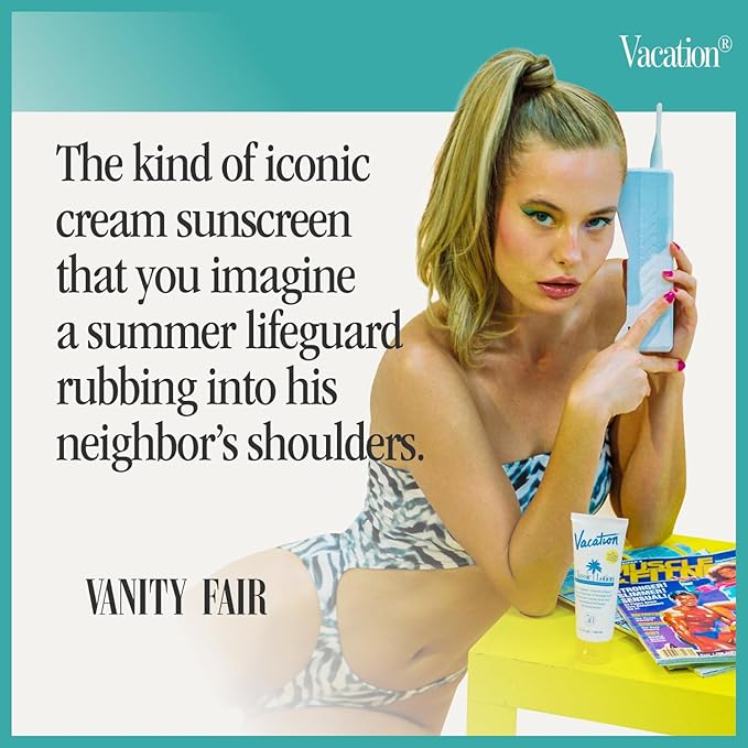 Vacation Classic Sunscreen Lotion SPF 30 & Air Freshener Bundle, Water-Resistant, Lightweight, Transparent on All Skin Tones, Dermatologist-Tested, Vegan, Travel Size, 3.4 Fl. Oz.