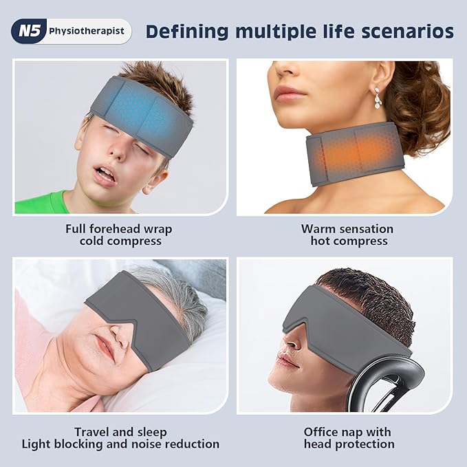 Heating or Cooling Eye Mask for Dark Circles and Eye Neck Padeye Mask Skincare and Puffiness, Intelligent Heating Physical Cooling (Gray)