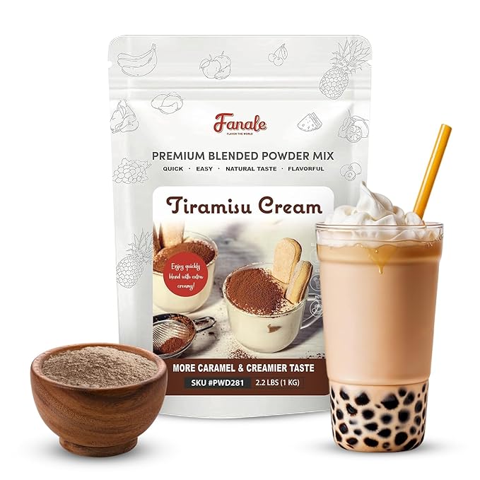 Fanale Premium Tiramisu Bubble Tea Flavoring Powder | Perfect for Baking, Smoothies, Desserts and Drinks | Instant Flavoring Powder for Boba Milk Tea- 2.2 Pounds (Pack of 20).