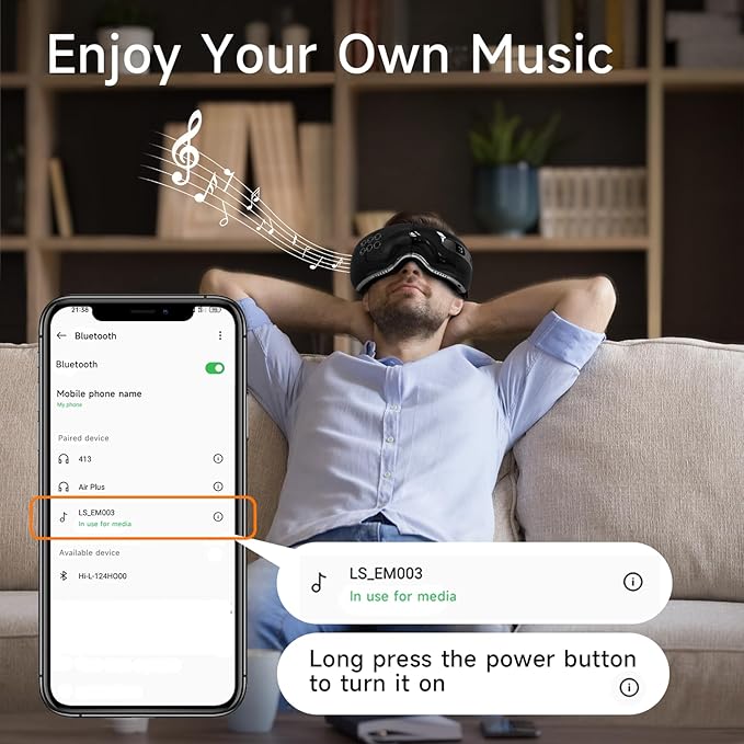 Fmalve Eye Massager with Heat and Cooling for Migraines, Dry Eyes, Heated Eye Mask Massager Improve Sleeping - Gifts for Women and Men (Black)