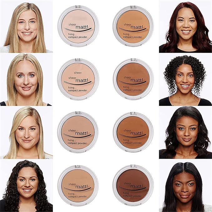 AQUAPURITY - PHOERA Sheer Matte Fixing Powder Makeup Base Fixer Setting Powder Foundation Fixing Compact Pressed Powder Long Lasting Make Up Fixer Skin Vitamin E Beauty Blender (204 Buff Beige…)