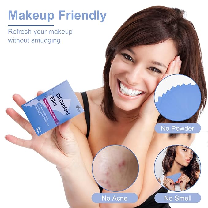 Great Absorbent Oil Blotting Sheets for Face - 10% Larger Oil Control Film 4pk/200 Makeup Friendly Blotting Paper for Oily Skin, High-Performance, Tear-proof Oil Absorbing Tissues