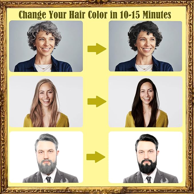 Herbal Burgundy Hair Dye Shampoo - Instant 3-in-1 Gray Coverage for Women & Men, 16.90 Fl OZ (Dark Wine Red)