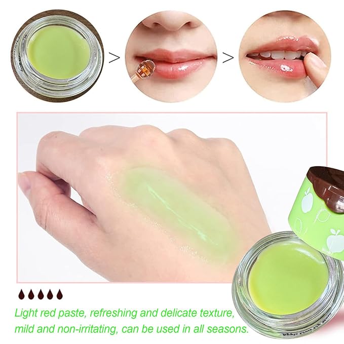 1PCS Lip Balm Honey Lip Balm, Honey Pot Lip Balm Sleeping Lip Mask with Brush, Hydrating & Prevention Dry and Cracked, Lip Scrubs Exfoliator & Moisturizer